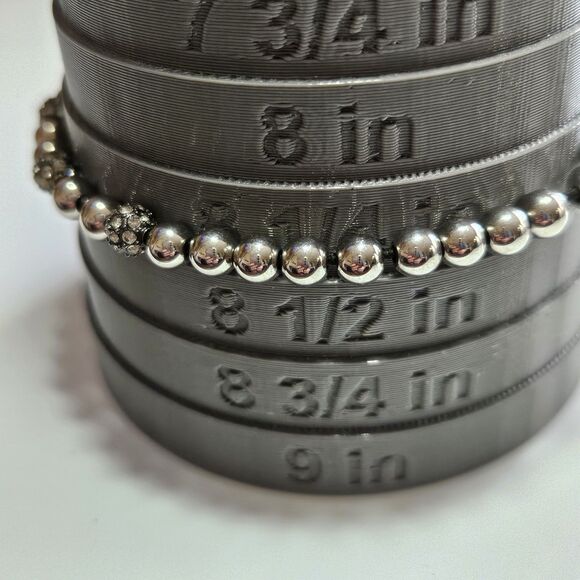 Michael Kors Slider Bracelet | Silver and Rhinestone Beaded Adjustable - Picture 7 of 13